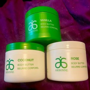 Arbonne Body Butter Trio (Coconut, Rose, Vanilla)